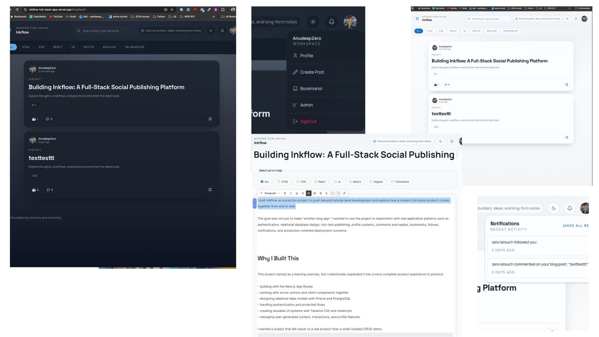 Project: Building Inkflow — A Full-Stack Social Publishing Platform in Next.js 16